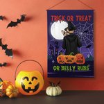 Personalizada Halloween Bat calabaza bruja mascota perro jardín bandera con nombre decoraciones de jardín regalo de Halloween para los amantes del perro amantes de la jardinería