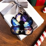 Personalised Dog Silhouette Paw Shape Window Hanging Suncatcher Christmas Ornament with Names Sympathy Memorial Remembrance Gift for Dog Lovers