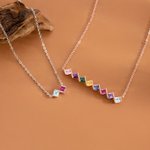 Personalisierte mehrere 1-8 Birthstones Familie Halskette Geburtstag Jahrestag Weihnachten Geschenk für Frauen Mom