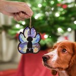 Personalised Dog Silhouette Paw Shape Window Hanging Suncatcher Christmas Ornament with Names Sympathy Memorial Remembrance Gift for Dog Lovers