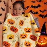 Spersonalizowany koc z imieniem i nazwiskiem Halloween Pumpkins Stars Miękki koc z imieniem i nazwiskiem na imprezę domową Prezent na Halloween dla chłopców i dziewczynek