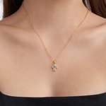 Personalizado Tiny Birthstone Cruz Collar Dainty Jewelry Birthday Communion Gift for Christian Catholic Women