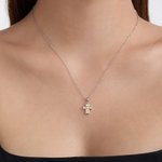 Personalizado Tiny Birthstone Cruz Collar Dainty Jewelry Birthday Communion Gift for Christian Catholic Women