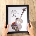 Personalised Multiple Photo Collage Guitar Frame Picture Frame  with Text Home Decor Birthday Christmas Gift for Guitar Players
