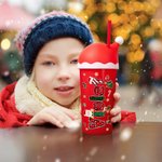 Personligt julelement 20 oz plastvattenflaska med sugrör och namn Julklapp till barn