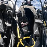 Étiquette d'identification BCD personnalisée avec nom brodé - Motif de plongeuse - Cadeau de vacances pour les amateurs de plongée