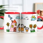 Personalized Multi-Color Kids Hand-Drawn 11 oz Ceramic Mug Christmas Birthday Anniversary Gift for Family