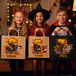 Sac fourre-tout de grande capacité avec initiales et nom Cadeau de fête d'Halloween pour la famille et les enfants