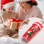 Personligt julelement 20 oz plastvattenflaska med sugrör och namn Julklapp till barn