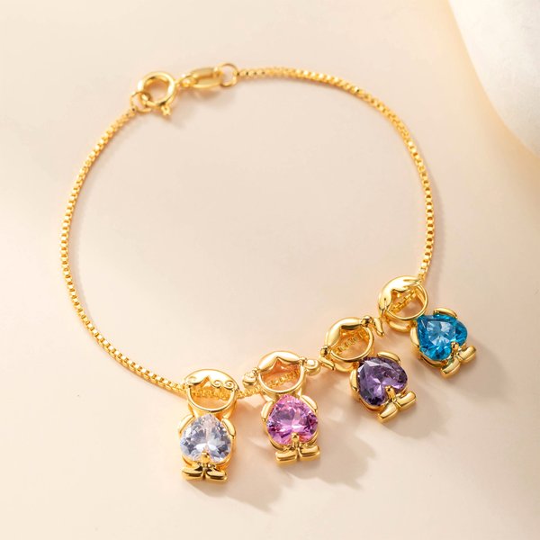 Personalizzato 1-5 carino ragazzo ragazza bracciale Charms con cuore a forma di pietra di nascita squisito gioielli anniversario regalo di compleanno per mamma bambino
