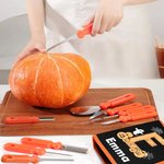Set de 11 Outils de Sculpture Personnalisés avec Initiale Fantôme et Nom pour Citrouilles d’Halloween Cadeau pour Famille et Enfants