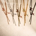 Personalised Four-Pointed Star Pendant Double Chain Necklace with Birthstone Dainty Family Jewellery Birthday Anniversary Gift for Women
