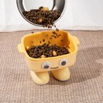 Ciotola personalizzata per animali domestici con gambe alte e robot dagli occhi grandi con nome Regalo di compleanno essenziale per chi ama gli animali domestici