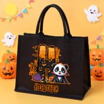 Sac fourre-tout de grande capacité avec initiales et nom Cadeau de fête d'Halloween pour la famille et les enfants