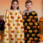 Spersonalizowany koc z imieniem i nazwiskiem Halloween Pumpkins Stars Miękki koc z imieniem i nazwiskiem na imprezę domową Prezent na Halloween dla chłopców i dziewczynek