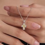 Personalizado Tiny Birthstone Cruz Collar Dainty Jewelry Birthday Communion Gift for Christian Catholic Women