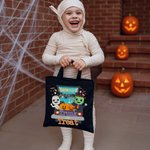 Spersonalizowana płócienna torba na cukierki w stylu Halloween Monster Pumpkin z imieniem Prezent na Halloween dla dzieci