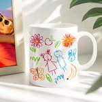 Personalized Multi-Color Kids Hand-Drawn 11 oz Ceramic Mug Christmas Birthday Anniversary Gift for Family