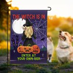Personalizada Halloween Bat calabaza bruja mascota perro jardín bandera con nombre decoraciones de jardín regalo de Halloween para los amantes del perro amantes de la jardinería