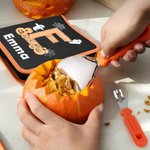Set de 11 Outils de Sculpture Personnalisés avec Initiale Fantôme et Nom pour Citrouilles d’Halloween Cadeau pour Famille et Enfants