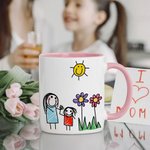 Personalized Multi-Color Kids Hand-Drawn 11 oz Ceramic Mug Christmas Birthday Anniversary Gift for Family