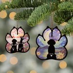 Personalised Dog Silhouette Paw Shape Window Hanging Suncatcher Christmas Ornament with Names Sympathy Memorial Remembrance Gift for Dog Lovers