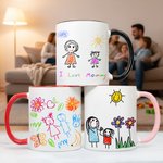 Personalized Multi-Color Kids Hand-Drawn 11 oz Ceramic Mug Christmas Birthday Anniversary Gift for Family