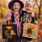 Sac fourre-tout de grande capacité avec initiales et nom Cadeau de fête d'Halloween pour la famille et les enfants