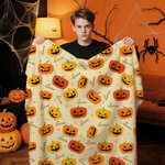 Spersonalizowany koc z imieniem i nazwiskiem Halloween Pumpkins Stars Miękki koc z imieniem i nazwiskiem na imprezę domową Prezent na Halloween dla chłopców i dziewczynek
