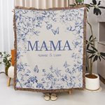 Toile De Jouy personalizada 1-6 nombres Manta suave multicolor con apodo y borlas Decoración del hogar Navidad Día de la madre Regalo para mamá Abuela 4