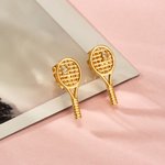 Personalised Tennis Ball Racket Birthstone Bracelet Stud Earrings Necklace Set Dainty Jewellery Creative Birthday Game Day Gift for Tennis Player Women