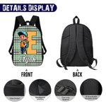 Personalizzato con personaggio dei cartoni animati, grande zaino per bambini con iniziale del nome e tasche laterali Regalo di compleanno per ragazzi e ragazze per il ritorno a scuola
