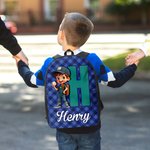 Personalizzato con personaggio dei cartoni animati, grande zaino per bambini con iniziale del nome e tasche laterali Regalo di compleanno per ragazzi e ragazze per il ritorno a scuola