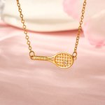 Personalised Tennis Ball Racket Birthstone Bracelet Stud Earrings Necklace Set Dainty Jewellery Creative Birthday Game Day Gift for Tennis Player Women