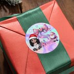 Personalised Christmas Cartoon Character Waterproof Stickers with Glitter Pink Bow Initial and Name Christmas Gift for Family Friend