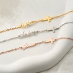 Personalizada Minimalista Cruz Pulsera con Nombre Cumpleaños Bautizo Bautizo Regalo para Mujer