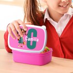 Personalised Cute Cartoon Character Multicolour Food-Grade Lunch Box with Name and Initial Travel Accessary Back to School Birthday Gift for Kids