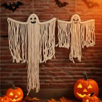 Spersonalizowany upiorny makramowy duch bawełniany wiszący na ścianie gotycki wystrój domu prezent na Halloween dla przyjaciół rodziny