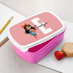 Personalised Cute Cartoon Character Multicolour Food-Grade Lunch Box with Name and Initial Travel Accessary Back to School Birthday Gift for Kids