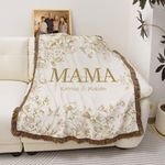 Toile De Jouy personalizada 1-6 nombres Manta suave multicolor con apodo y borlas Decoración del hogar Navidad Día de la madre Regalo para mamá Abuela 1