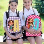 Personalizzato con personaggio dei cartoni animati, grande zaino per bambini con iniziale del nome e tasche laterali Regalo di compleanno per ragazzi e ragazze per il ritorno a scuola