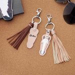 Personalised Cute Horse Face Photo PU Leather Keychain with Name and Tassel Bag Accessories Equestrian Anniversary Birthday Gift for Horse Lovers