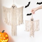 Spersonalizowany upiorny makramowy duch bawełniany wiszący na ścianie gotycki wystrój domu prezent na Halloween dla przyjaciół rodziny