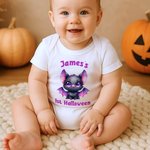 Personalizado de dibujos animados calabaza 100% algodón bebé Bodysuit Kid camiseta con el nombre y el texto de Halloween de regalo para bebés niños niñas