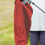 Personalized Comic Style Character Absorbent Waffle Golf Towel with Name and Hanging Clip Sports Accessory Birthday Gift for Golf Player Golf Lover