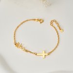 Personalizada Minimalista Cruz Pulsera con Nombre Cumpleaños Bautizo Bautizo Regalo para Mujer