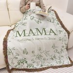 Toile De Jouy personalizada 1-6 nombres Manta suave multicolor con apodo y borlas Decoración del hogar Navidad Día de la madre Regalo para mamá Abuela 2