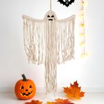 Spersonalizowany upiorny makramowy duch bawełniany wiszący na ścianie gotycki wystrój domu prezent na Halloween dla przyjaciół rodziny