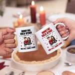 Personalized Cute Cartoon Couple 11 oz 15 oz Ceramic Coffee Mug with Name and Text Bridal Party Anniversary Gift for Couples