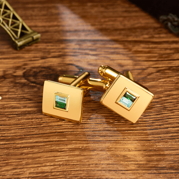 Personalizzato 1-4 pietre di nascita Set di 2 gemelli rettangolari Dainty Abbigliamento Accessori Compleanno Anniversario Regalo di Natale per la famiglia Padre